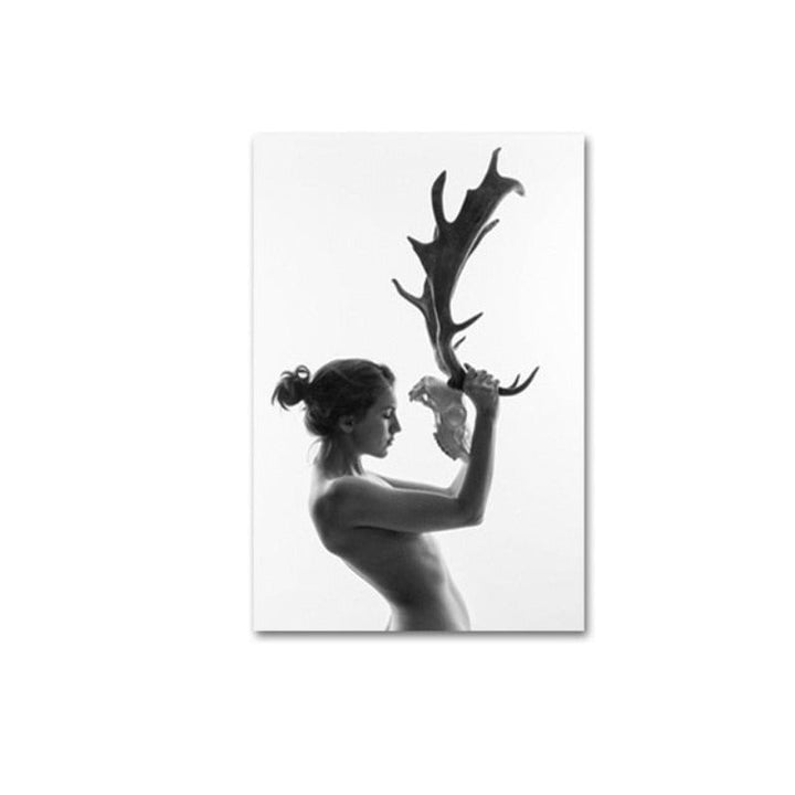 Antlers Women - Canvas Wall Art Painting | Skanto