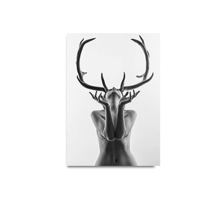 Antlers Women - Canvas Wall Art Painting | Skanto