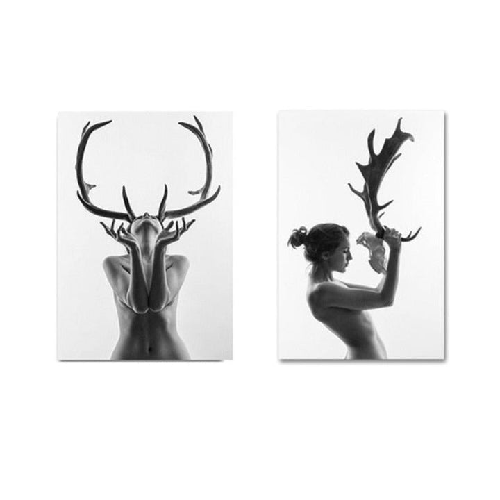 Antlers Women - Canvas Wall Art Painting | Skanto