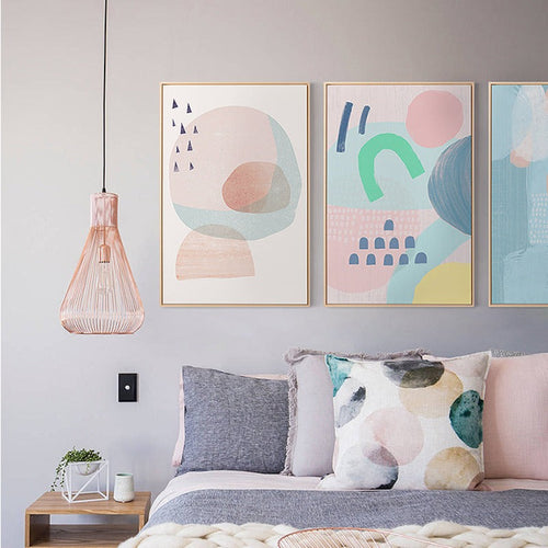 Abstract Akvarell Multi Pink Prinsesse - Lerret Veggkunst Maleri | Skanto