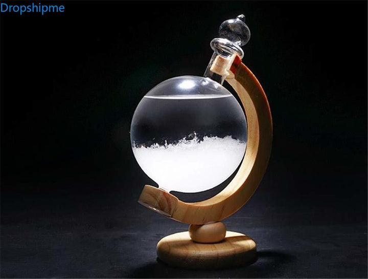 Skanto | Storm Glass Værforutsigelsestolke Flaske Krystall Skrivebord Barometer med Trebase