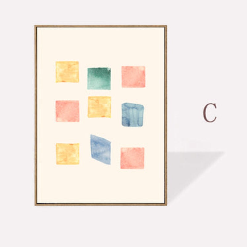 Geometriske Akvarelltrykk Plakat - Lerret Veggkunst Maling
