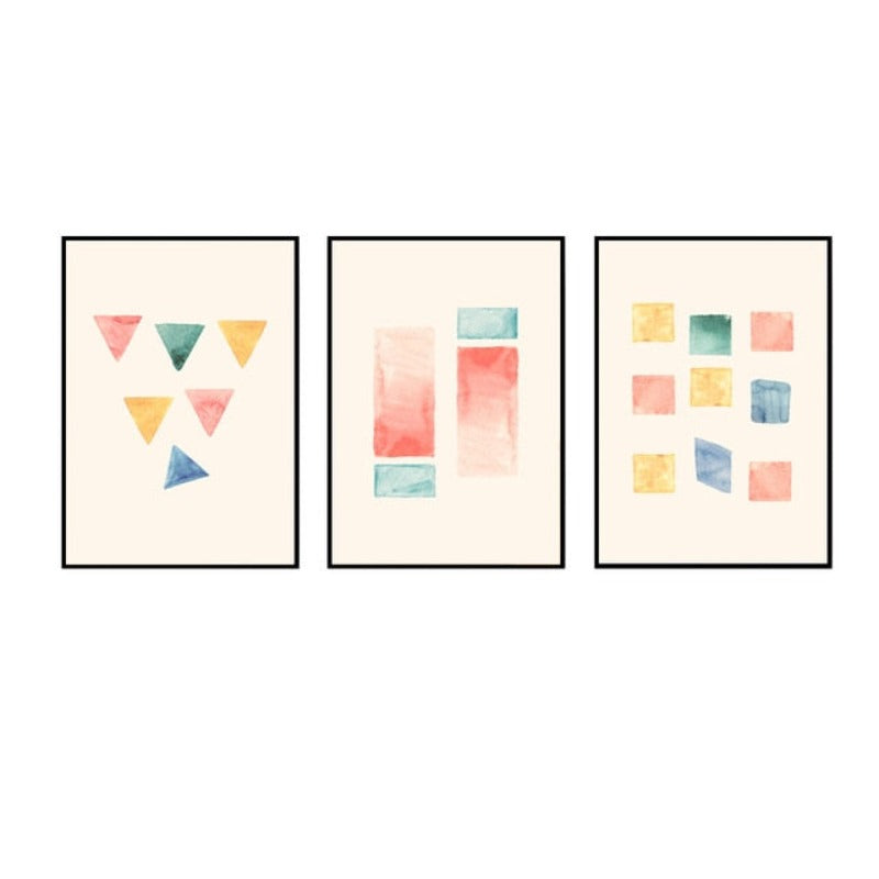 Geometriske Akvarelltrykk Plakat - Lerret Veggkunst Maling