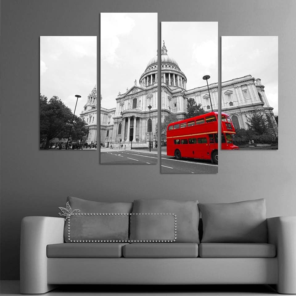 London Red Bus - Lerret Veggkunst Maleri