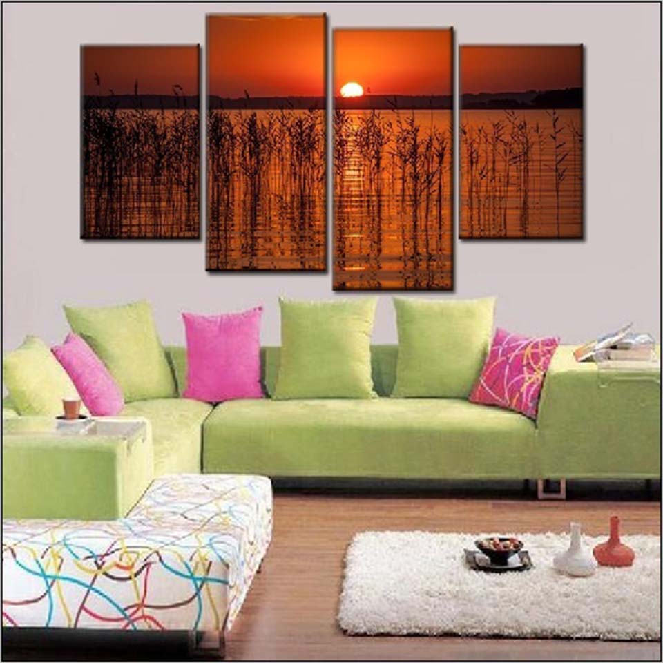 Charmant Lake-Canvas Veggkunst Maleri | Skanto