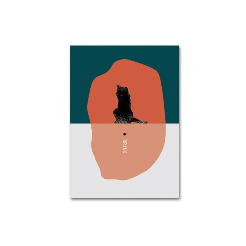 Cat Drikke Kaffe-Canvas Veggkunst Maleri | Skanto