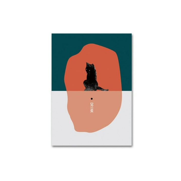 Cat Drikke Kaffe-Canvas Veggkunst Maleri | Skanto