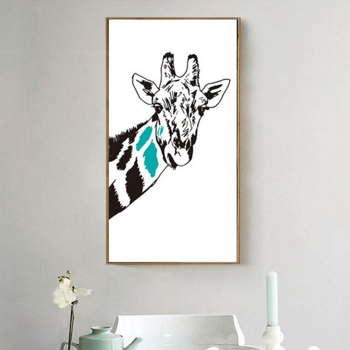 Minimalistiske Dyr Giraff Slips Nordisk Plakat - Lerret Veggkunst Maleri
