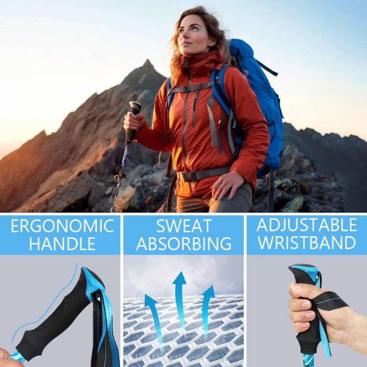 Skanto | Ergonomiske Turstaver | Ultralett, Justerbare & Anti-Sklis Griff for Fotturer, Turer & Ryggsekk Eventyr