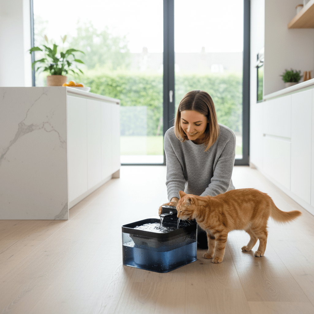 Skanto | PUREFLOW Fontene – Smart katt vannfontene med bevegelsessensor og filtrering