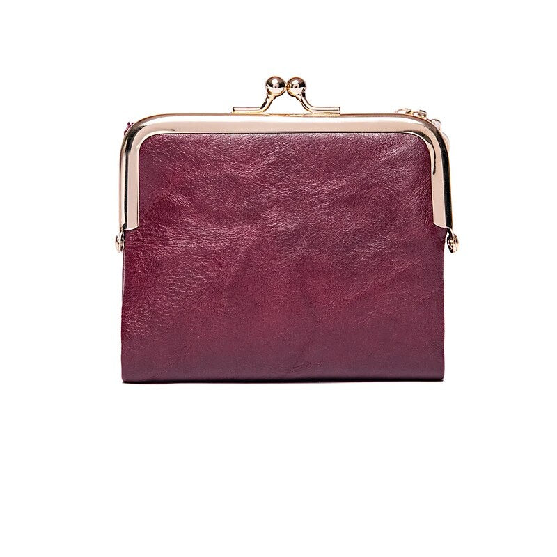 Skanto | Lommebok Veske | Vintage Kiss Lock Lite PU Skinn
