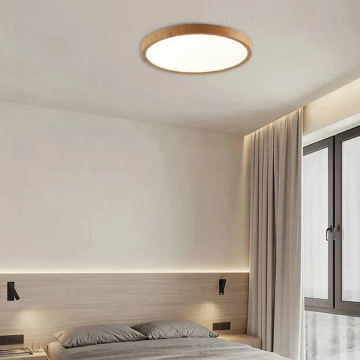 Skanto | Moderne Sirkulær Taklampe med Justerbart LED-belysning i Varm Valnøttfarge for Stue og Soverom