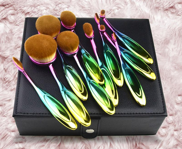 Rainbow Makeup Brushes - 10 Dels Sett | Skanto