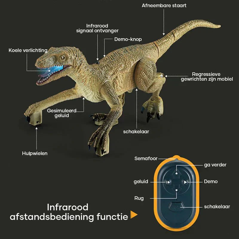 Raptorrush Velociraptor – Ferngesteuertes Dinosaurier-Spielzeug mit Licht, Sound og realistischen Bewegungen