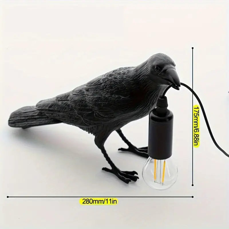 NachtRaaf Ambient Lampe – Dekorativ fuglelampe laget av harpiks for varmt lys | Skanto