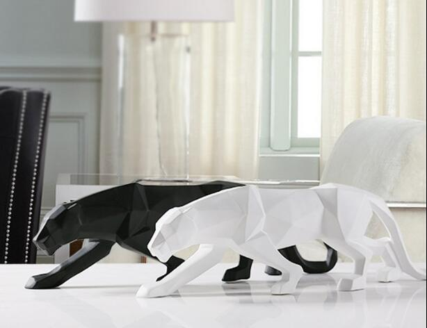 Skanto | Moderne Harpiks Geometrisk Svart Panther Skulptur