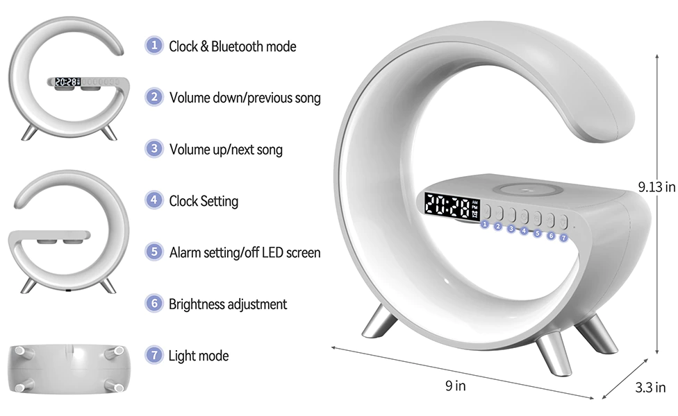 Skanto | Smart Aurora Trådløs Lader Bluetooth Høyttaler