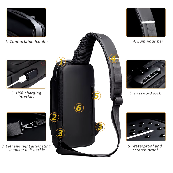 Skanto | Crossbody Lærred Anti-tyveri Vanntett Bag