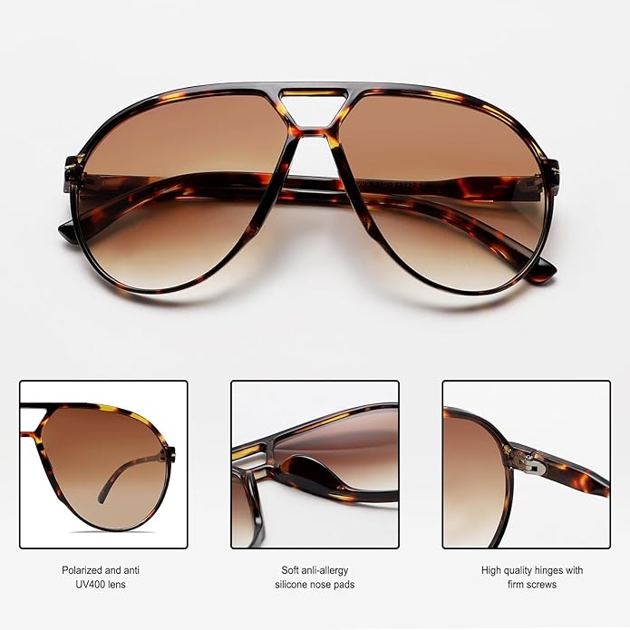 Aviator Oversize Solbriller Retro UV400 | Skanto