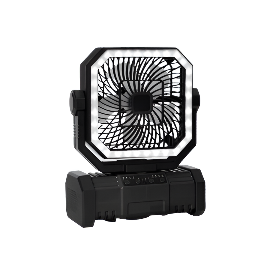 Oppladbar campingvifte med 20000mAh batteri, 4 hastigheter og LED-lanterne | Skanto