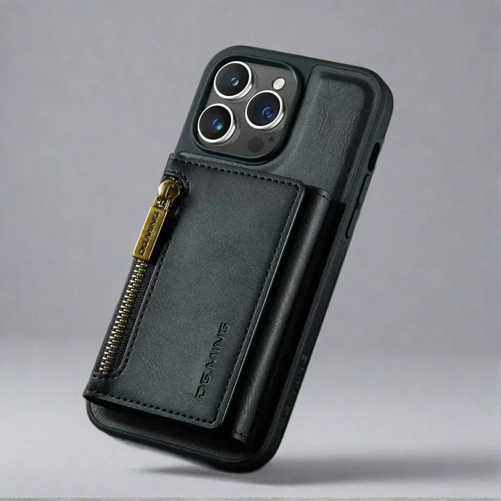 Skanto | RFID iPhone Lommebok | Avtakbar Magnetisk Lær Bilmontering Støtsikkert Etui