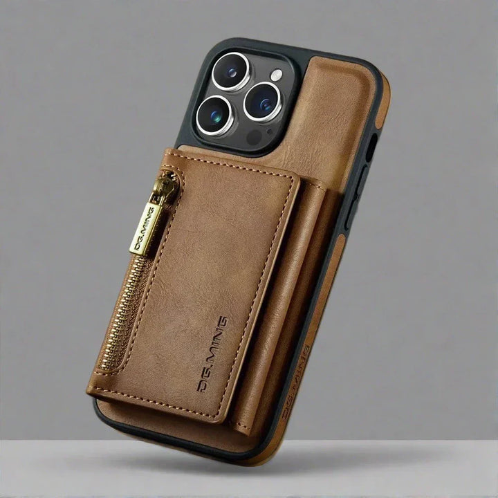 Skanto | RFID iPhone Lommebok | Avtakbar Magnetisk Lær Bilmontering Støtsikkert Etui