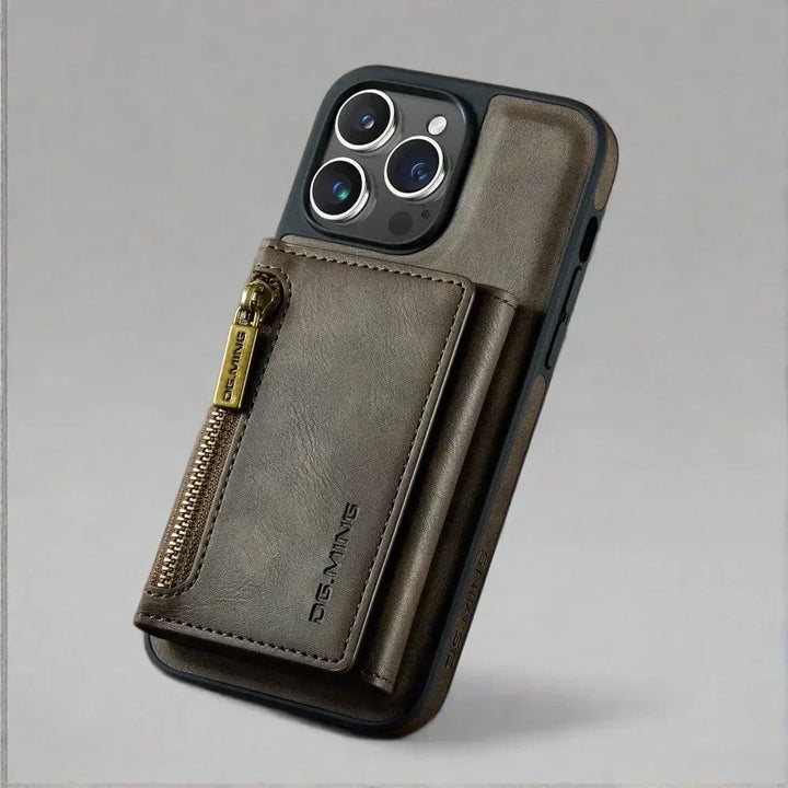 Skanto | RFID iPhone Lommebok Deksel | Avtakbar Magnetisk Lærbilfeste Støtsikker Deksel
