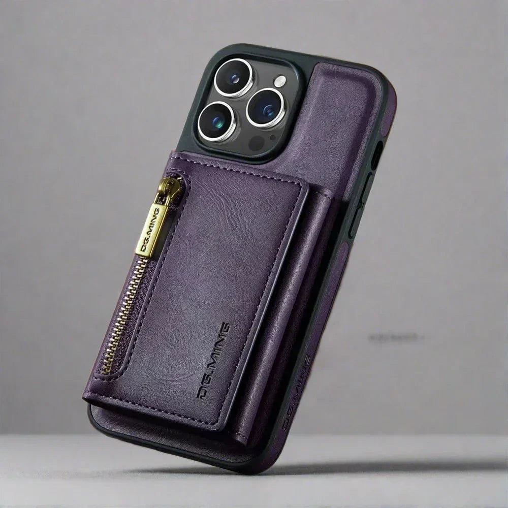 Skanto | RFID iPhone Lommebok | Avtakbar Magnetisk Lær Bilmontering Støtsikkert Etui