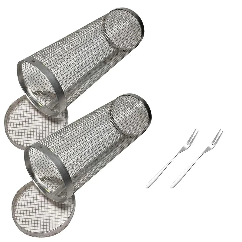 Rullende BBQ Kurv Grillkurv Ever Rund Rustfritt Stål Grill Nett | Skanto