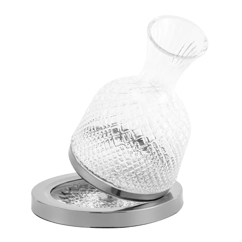 Rotating Crystal Glass Rødvinskaraffel med Rustfritt Stålbase | Skanto