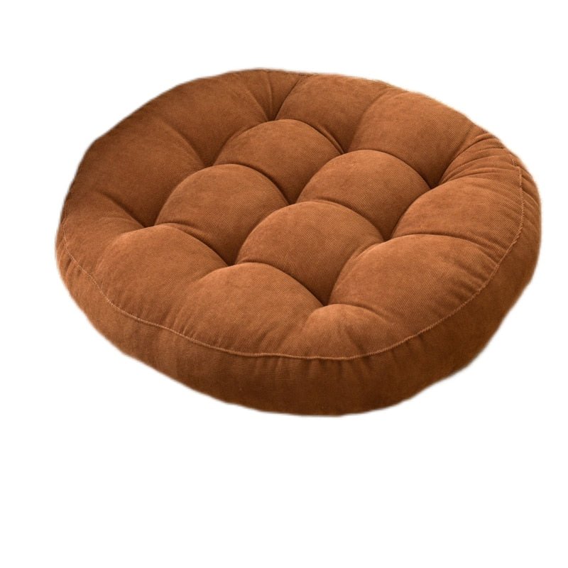 Rund Corduroy Solid Tuftet Tykke Pute for Komfort | Skanto