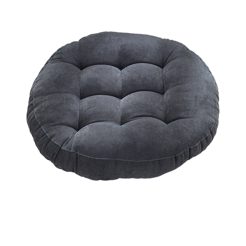 Rund Corduroy Solid Tuftet Tykke Pute for Komfort | Skanto