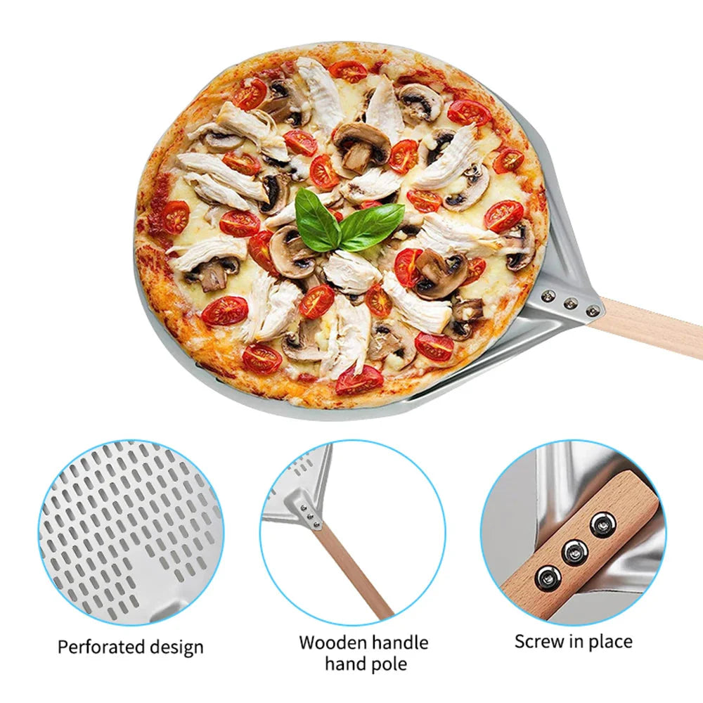 Rund Pizza Vending Spade Pizza Paddle med Trehåndtak Pizza Spade | Skanto