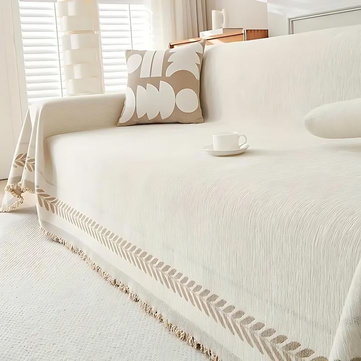 Skanto | Rustic Cotton Tassel Sofa Cover