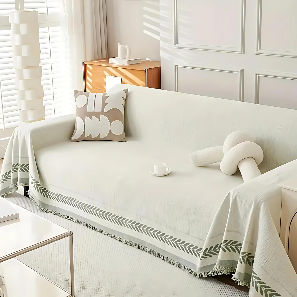 Skanto | Rustic Cotton Tassel Sofa Cover