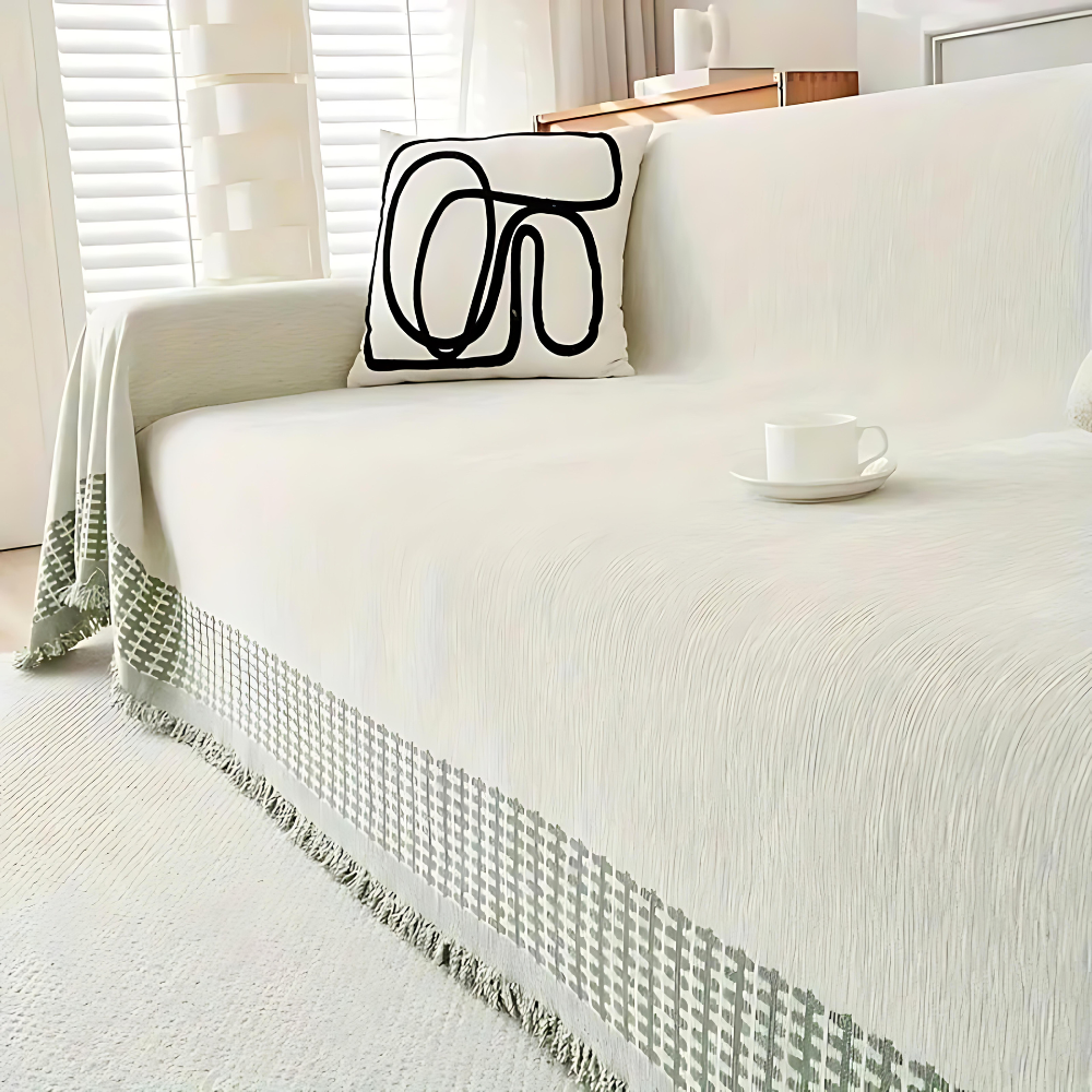 Skanto | Rustic Cotton Tassel Sofa Cover