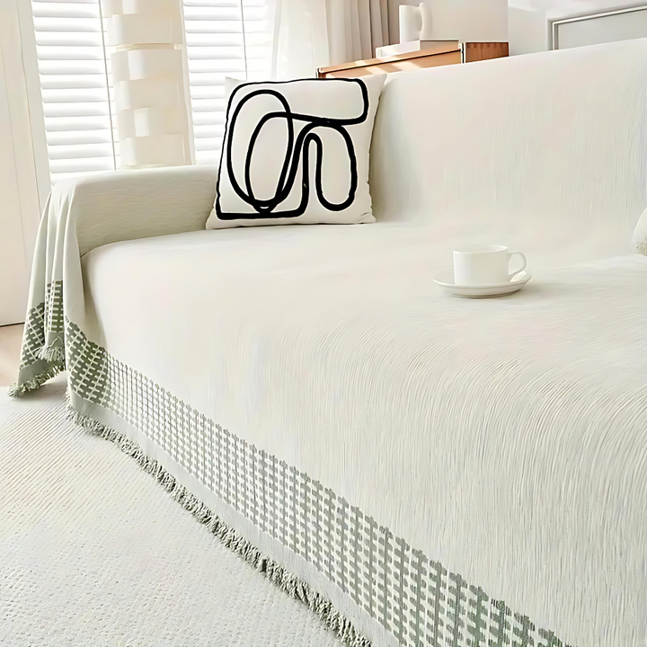Skanto | Rustic Cotton Tassel Sofa Cover