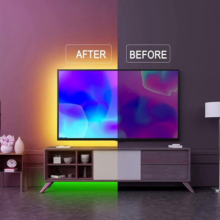 Skanto | LED Lyslist, 30 m, 15 m, Musikk Synkronisering, Bluetooth, 5050, RGB Ambient Lys med Fjernkontroll
