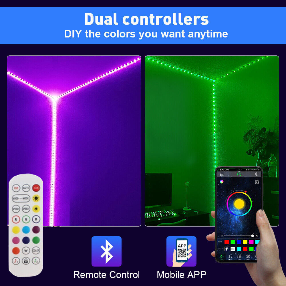 Skanto | LED Lyslist, 30 m, 15 m, Musikk Synkronisering, Bluetooth, 5050, RGB Ambient Lys med Fjernkontroll