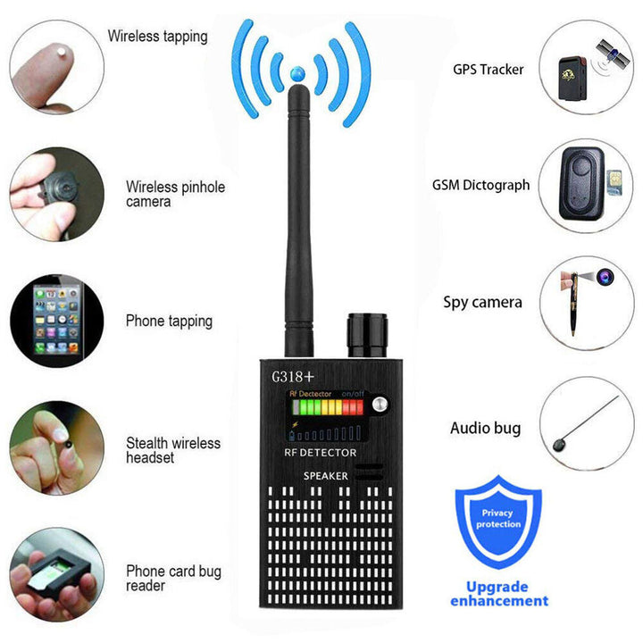 Skanto | PrivacyGuard Detecto – RF-signal- og kameradetektor med laserfunksjon og alarm