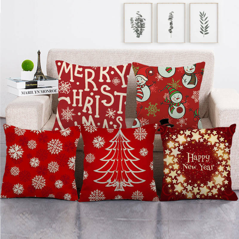 18" Cojines Merry Xmas Sofa Pute Deksel Tilbehør Hjem Sofa Dekor Putehylse Skanto
