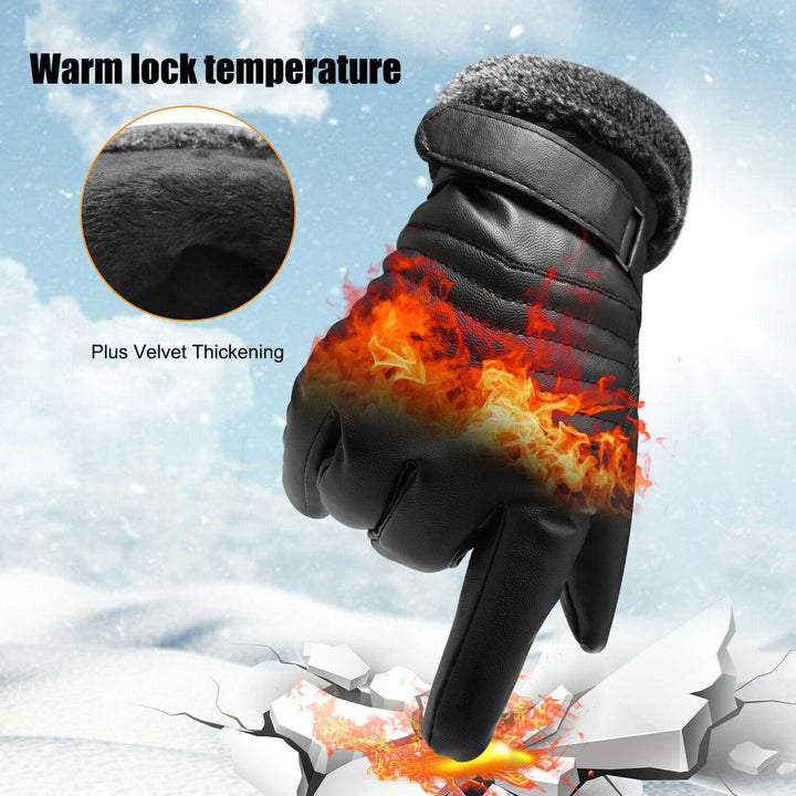 Skanto | -30℃ Vanntette, varme skihansker i lær for vinter | Touchscreen-kompatible