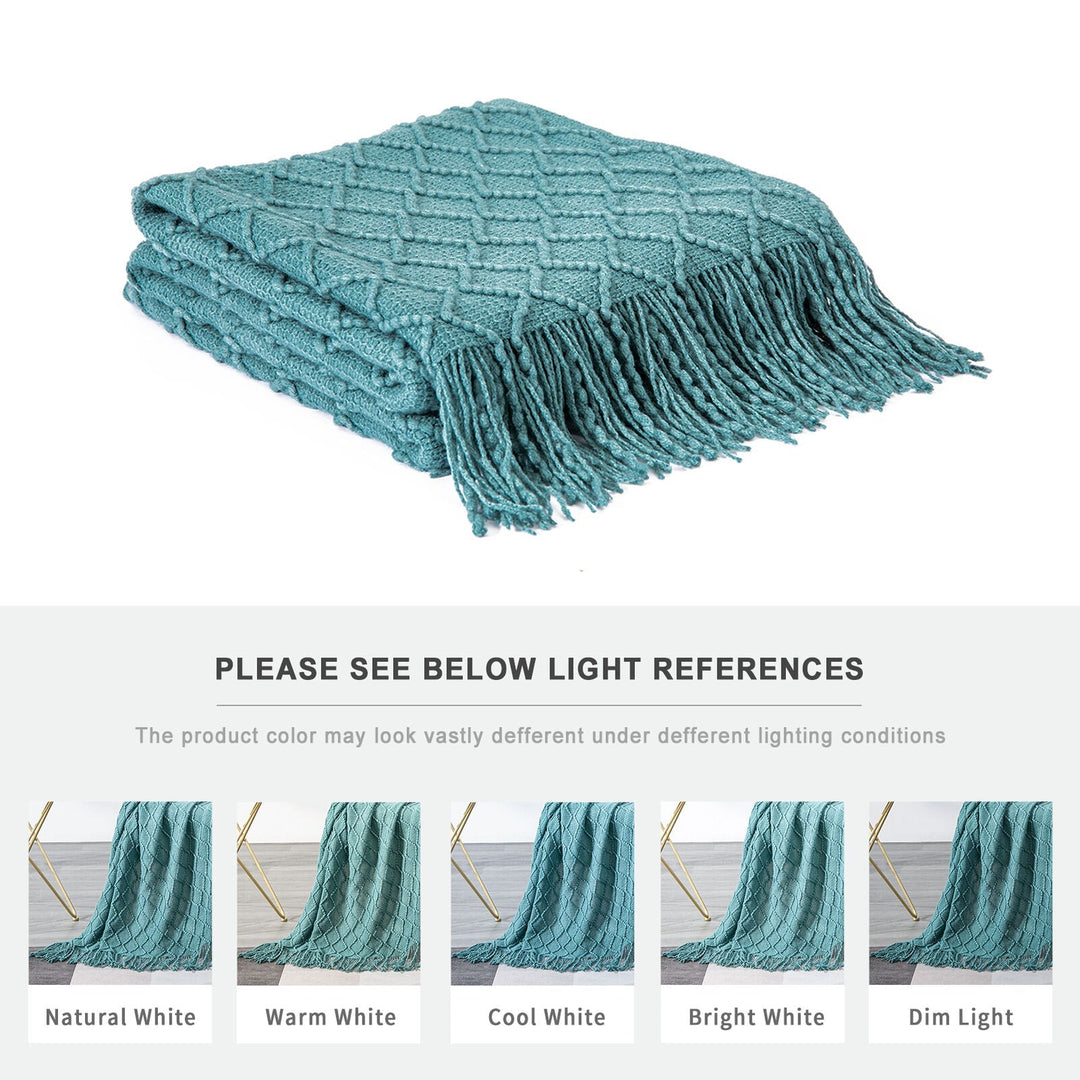 Boho Strikket Teppe Kast Frynse Rutete Reise Teppe Store Tepper For Sofa Seng Skanto
