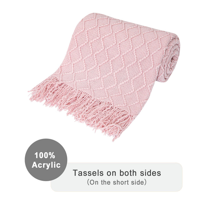 Boho Strikket Teppe Kast Frynse Rutete Reise Teppe Store Tepper For Sofa Seng Skanto