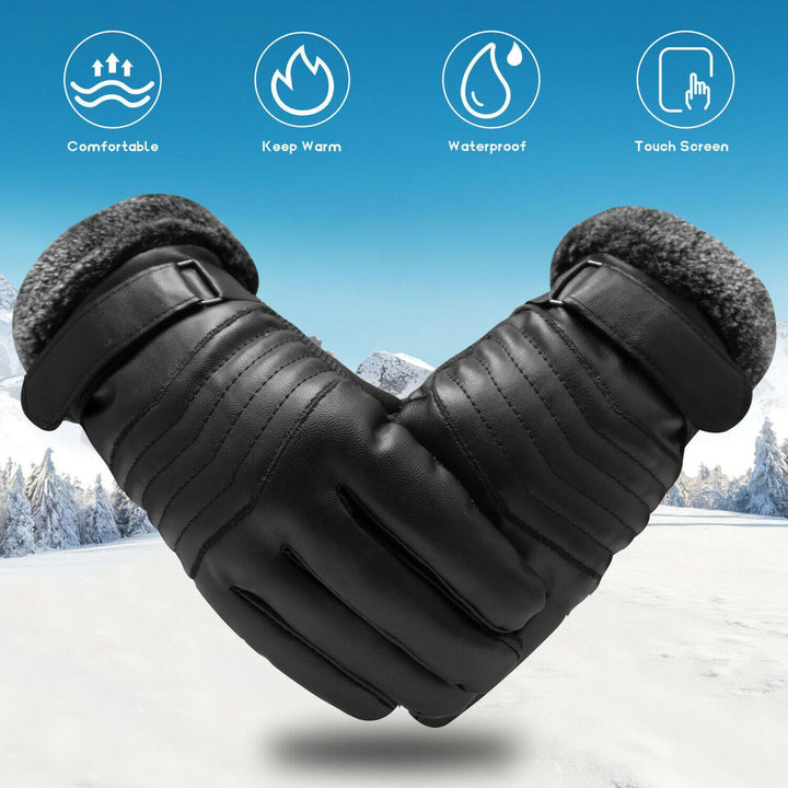Skanto | -30℃ Vanntette, varme skihansker i lær for vinter | Touchscreen-kompatible