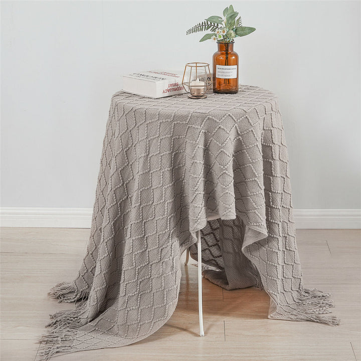 Boho Strikket Teppe Kast Frynse Rutete Reise Teppe Store Tepper For Sofa Seng Skanto