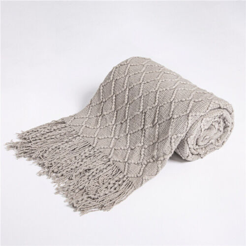 Boho Strikket Teppe Kast Frynse Rutete Reise Teppe Store Tepper For Sofa Seng Skanto