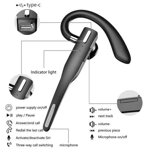 Skanto | Trucker Dual Mic Trådløse Bluetooth 5.1 Støyreduserende Hodetelefoner & Ørepropper