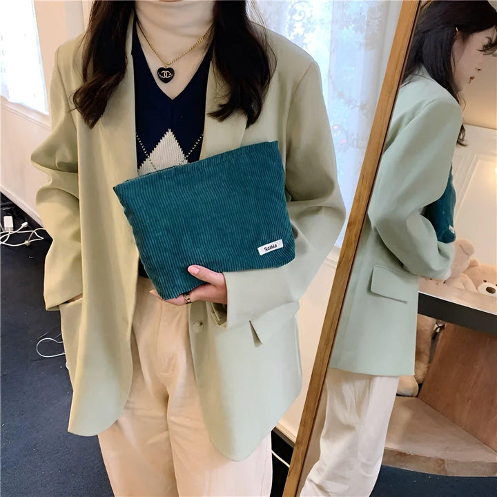 CorduroyGlam Bag - Cord Romslig Organiseringsveske for Kosmetikk | Skanto