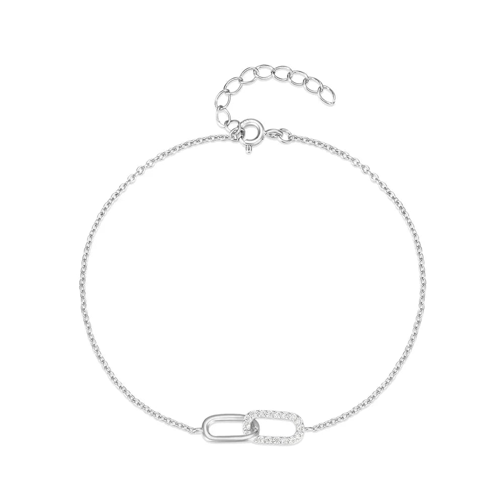Skanto | S925 Evig Lenket Diamant Kontrast Armbånd